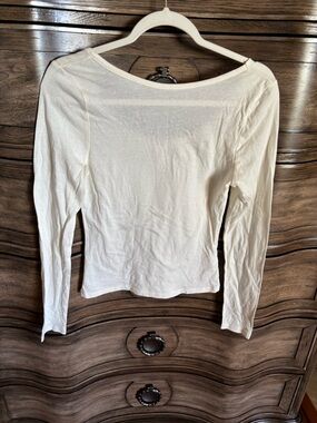 Splendid Long Sleeve Scoop Neck Top in Cream